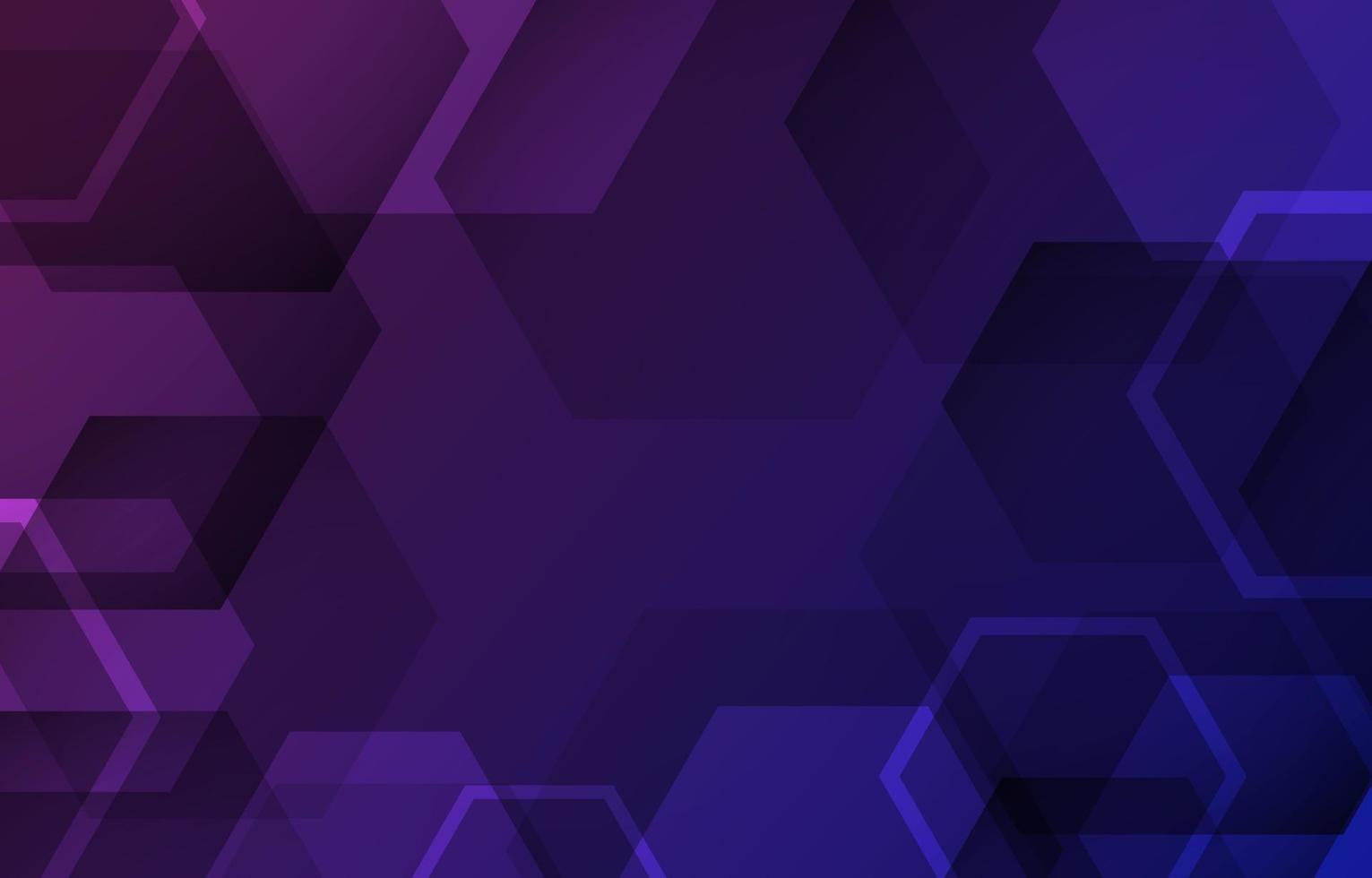 technologie hexagone abstrait design bleu violet dégradé fond sombre. grille de texture en nid d'abeille de toile de fond géométrique. hexagonal dans l'illustration vectorielle de fond futuriste de la technologie moderne. vecteur