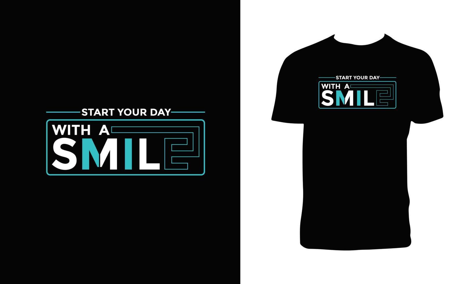 commencez votre journée avec une conception de t-shirt de typographie moderne souriante. vecteur