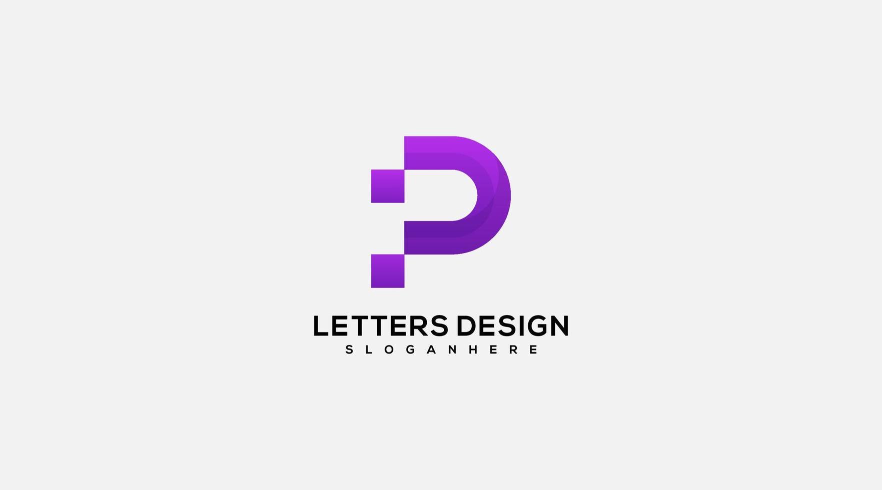 lettre p design avec illustration vectorielle de couleur pourpre logo design vecteur