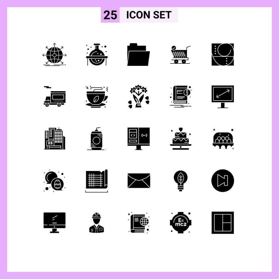 25 concept de glyphe solide pour les sites Web mobiles et les applications étude de chariot de perfection chariot d'achat éléments de conception vectoriels modifiables vecteur