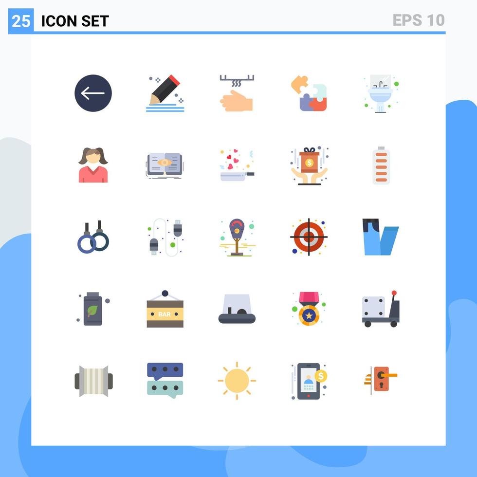 25 couleurs plates universelles définies pour les applications web et mobiles jeu de bain logique carré éléments de conception vectoriels modifiables à la main vecteur