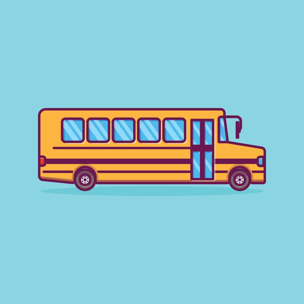 illustration d'icône de dessin animé d'autobus scolaire vecteur