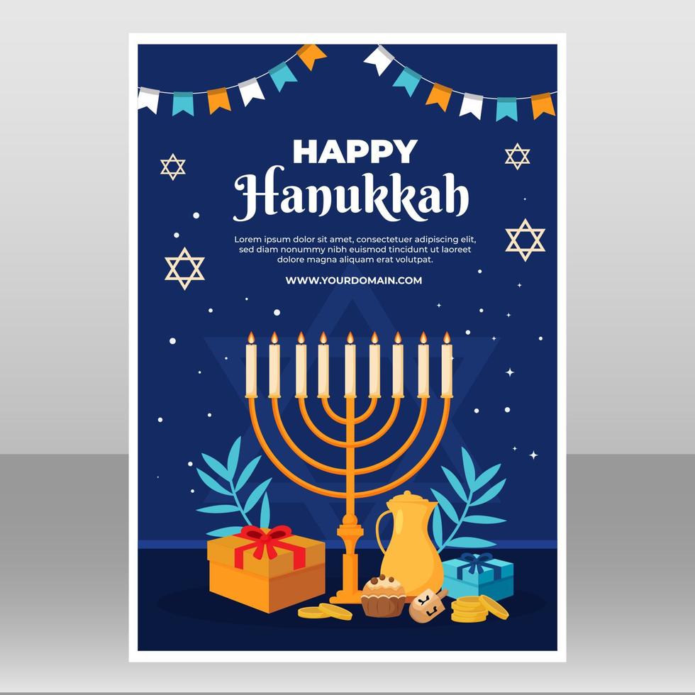 modèle d'affiche joyeux hanukkah vecteur