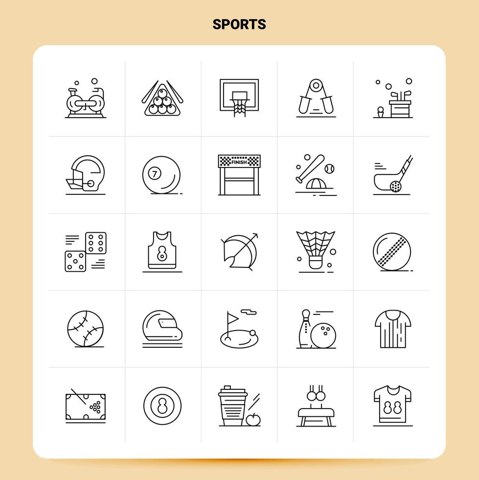 contour 25 sports icon set vector line style design icônes noires set pictogramme linéaire pack web et mobile business ideas design illustration vectorielle