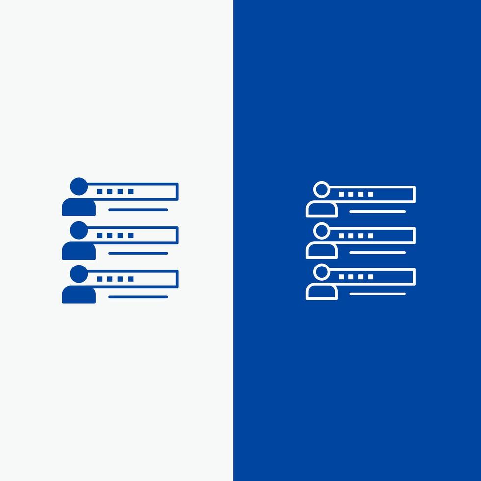 compétences graphiques personnes profil paramètres statistiques équipe ligne et glyphe icône solide bannière bleue ligne et glyphe icône solide bannière bleue vecteur