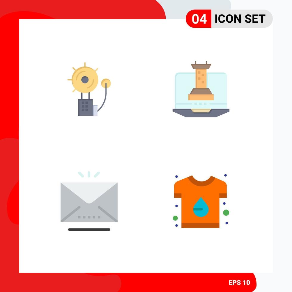groupe de 4 icônes plates signes et symboles pour alarme e-mail stratégie incendie mail éléments de conception vectoriels modifiables vecteur