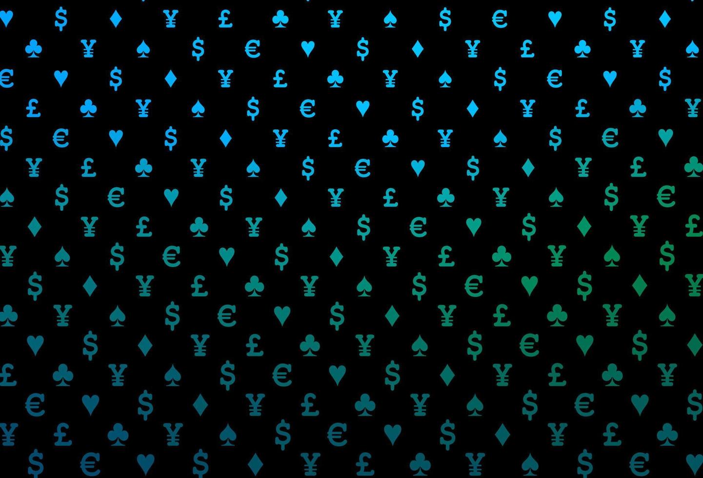 couverture vectorielle bleu foncé et vert avec des symboles de pari. vecteur