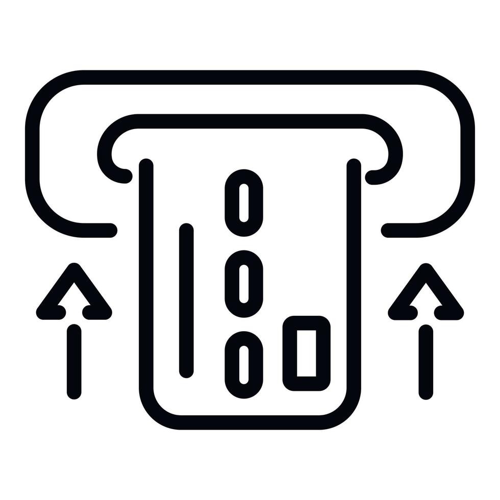 carte de crédit dans l'icône atm, style de contour vecteur