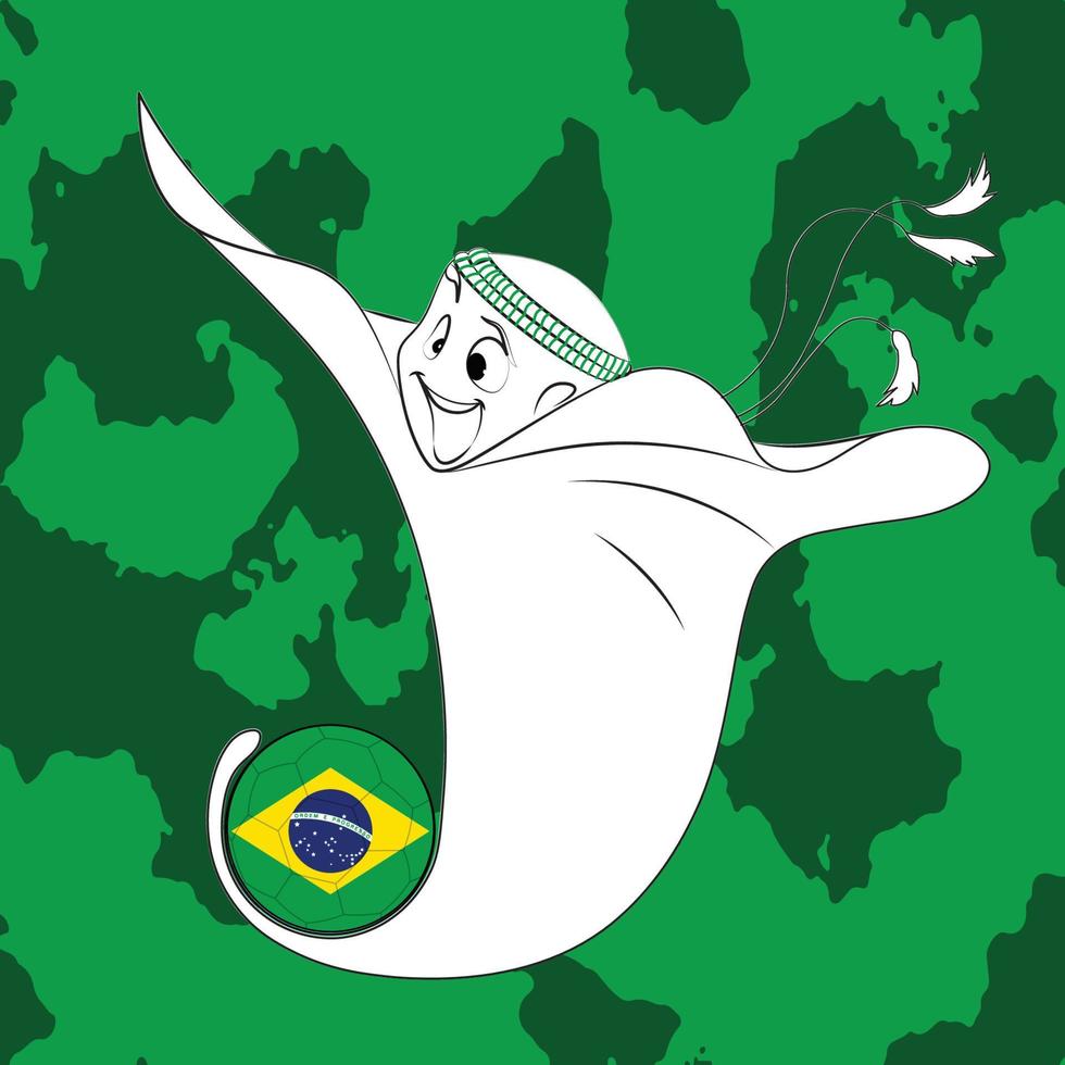 mascotte avec le drapeau brésilien vecteur