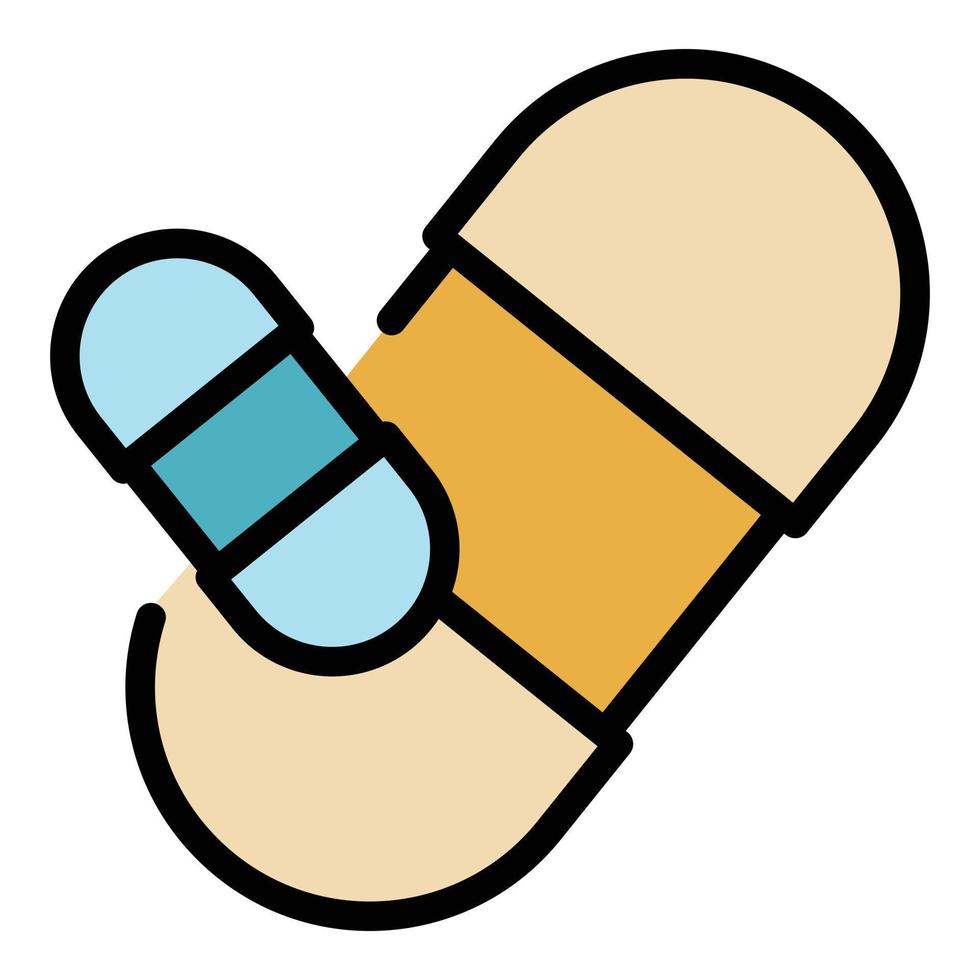 vecteur de contour de couleur d'icône de pilule de capsule de digestion