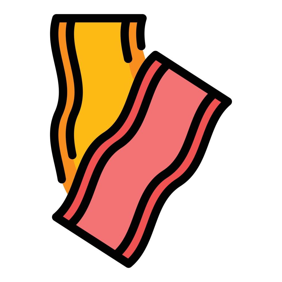 vecteur de contour de couleur icône fraîche bacon