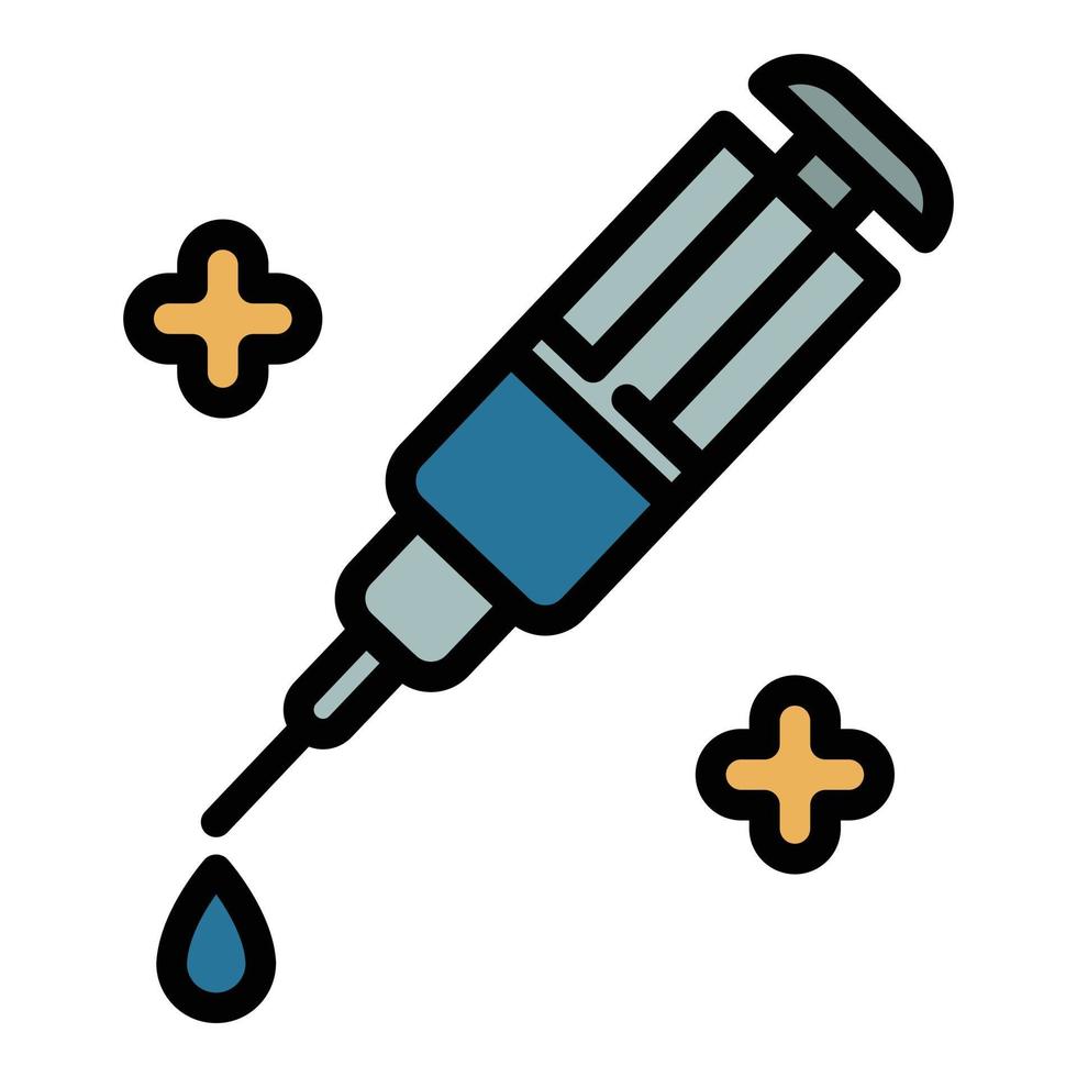 vecteur de contour couleur icône seringue anesthésie