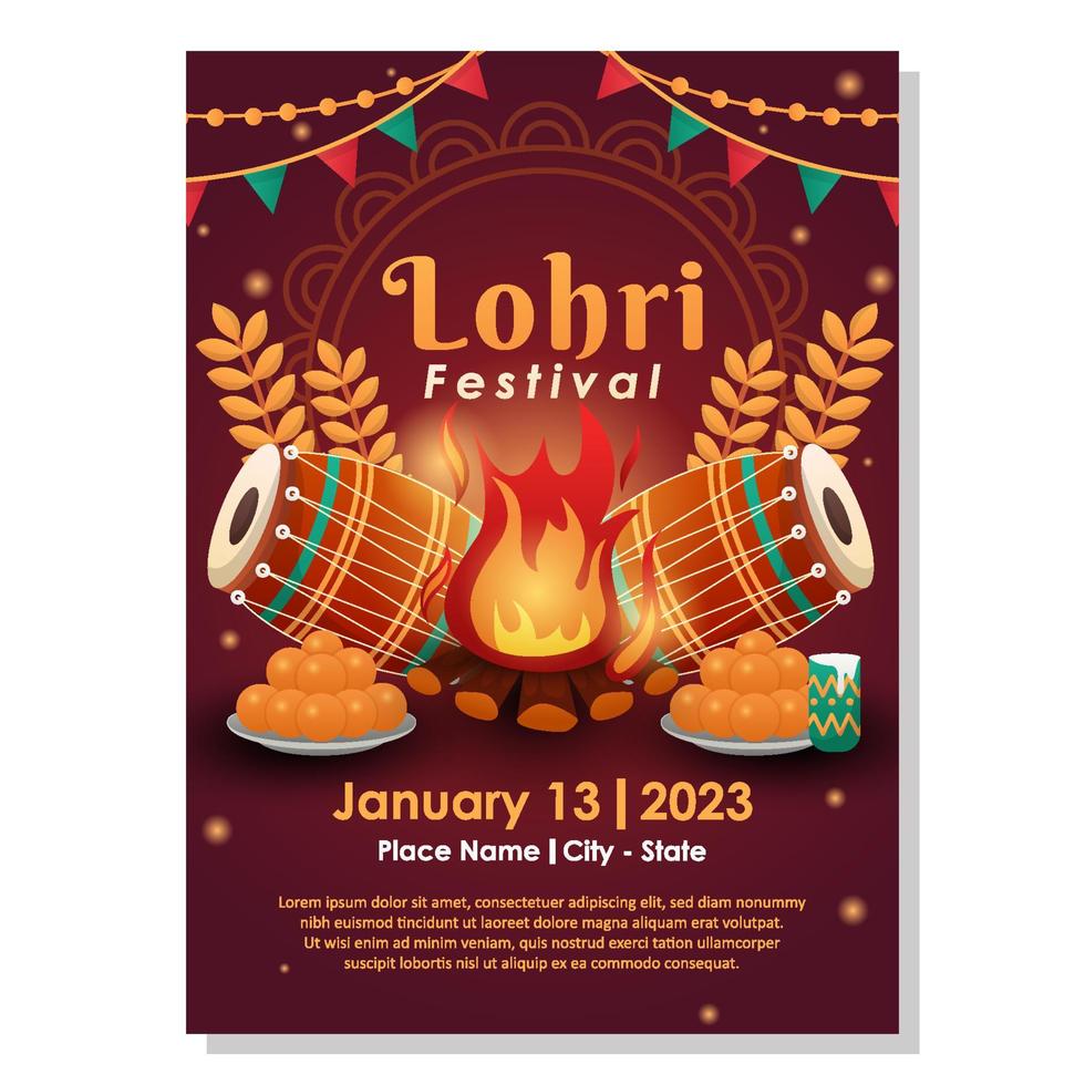 modèle d'affiche happy lohri vecteur