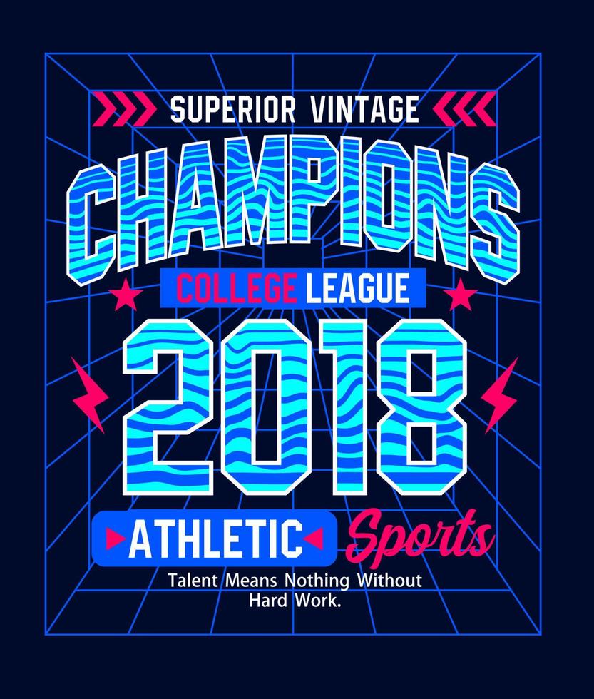 conception de typographie des champions 2018 pour les t-shirts vecteur