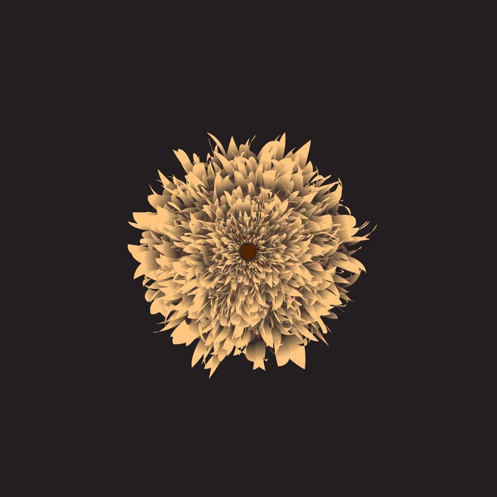 mélanger les fleurs. fond futuriste avec une texture en couches aléatoire. illustration vectorielle de fleur fantastique. fond noir, avec une couleur de fleur marron doux vecteur