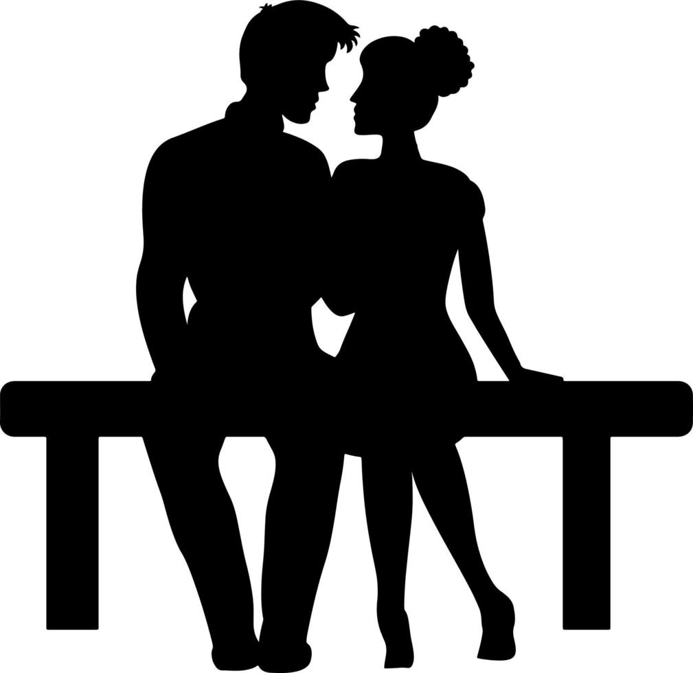 couples de silhouette noir et blanc. amants, bisous. La Saint-Valentin. illustration vectorielle pour site Web, impression vecteur