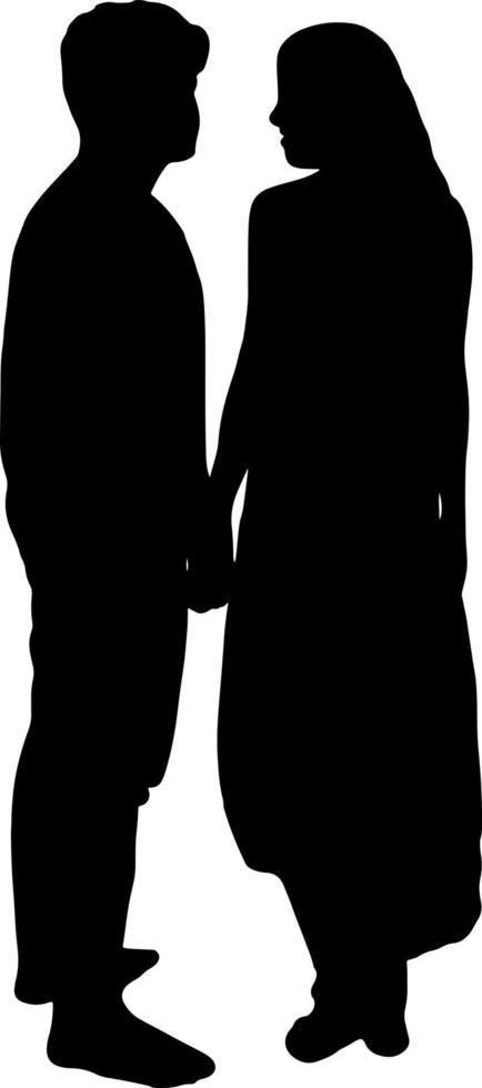 couples de silhouette noir et blanc. amants, bisous. La Saint-Valentin. illustration vectorielle pour site Web, impression vecteur