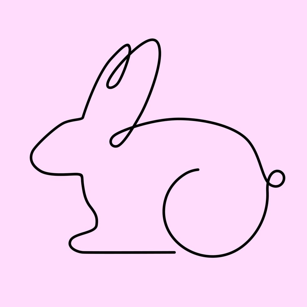 dessin au trait lapin avec un téléchargement gratuit de vecteur de fond coloré