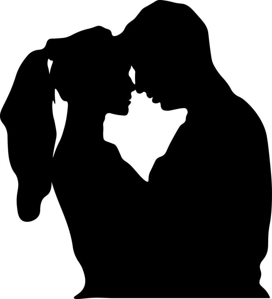 couples de silhouette noir et blanc. amants, bisous. La Saint-Valentin. illustration vectorielle pour site Web, impression vecteur