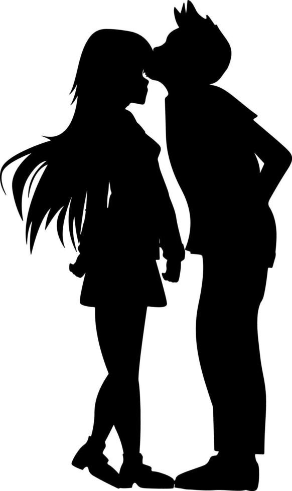 couples de silhouette noir et blanc. amants, bisous. La Saint-Valentin. illustration vectorielle pour site Web, impression vecteur