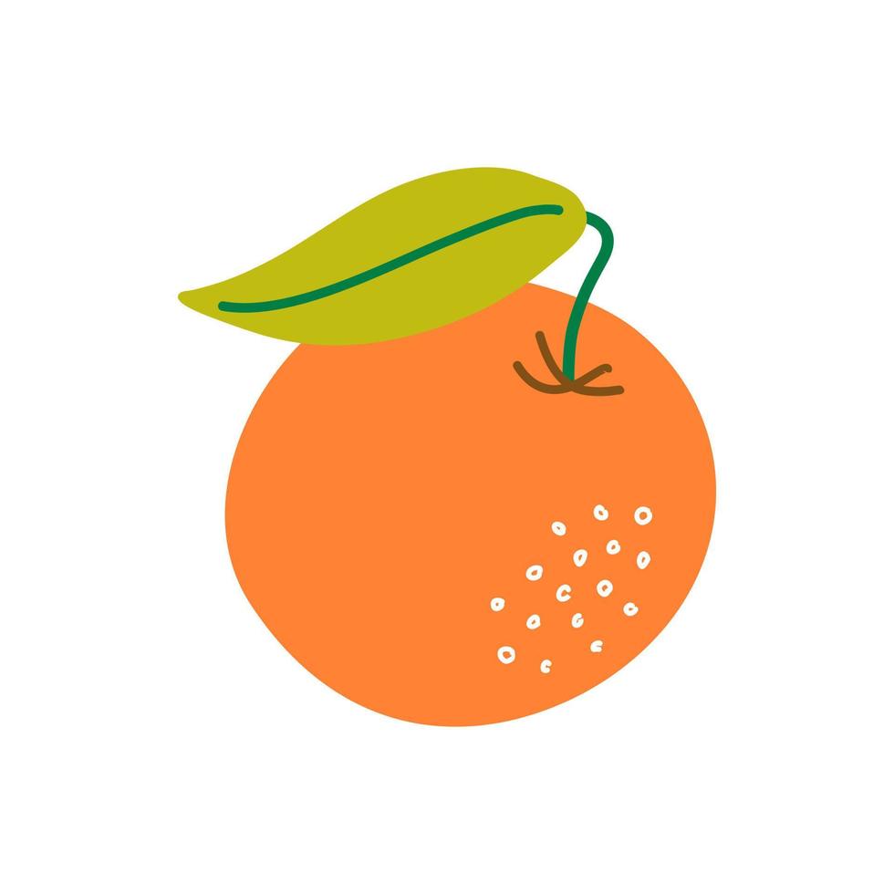 illustration vectorielle de mandarine orange fraîche isolée sur blanc. fruits exotiques d'agrumes sains et juteux. élément simple dessiné à la main. vecteur