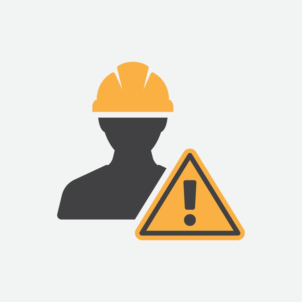 Avatar de profil de personne de vecteur d'icône de travailleur de la construction avec le casque et la veste durs, homme de constructeur dans un casque, icône, illustration de vecteur