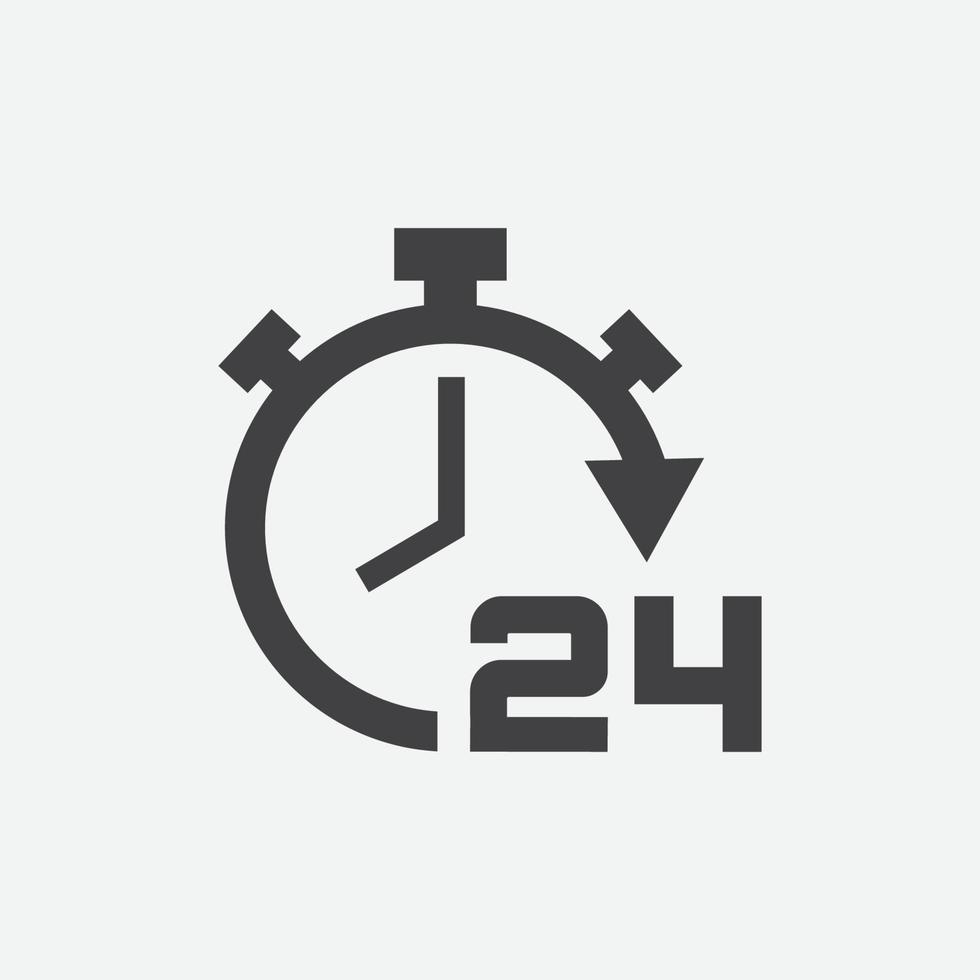 icône vectorielle en ligne 24h/24, icône d'assistance 24h/24, symbole d'atelier ou de service non-stop, illustration vectorielle d'icône plate 24h/24 vecteur