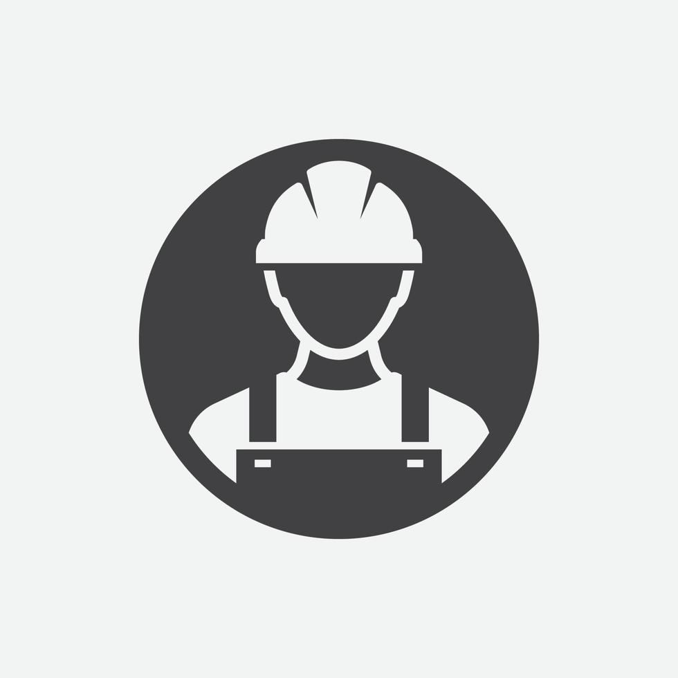 Avatar de profil de personne de vecteur d'icône de travailleur de la construction avec le casque et la veste durs, homme de constructeur dans un casque, icône, illustration de vecteur