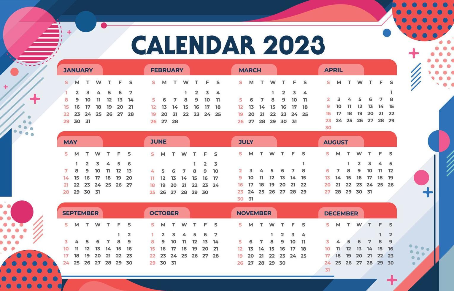 modèle de calendrier coloré 2023 vecteur