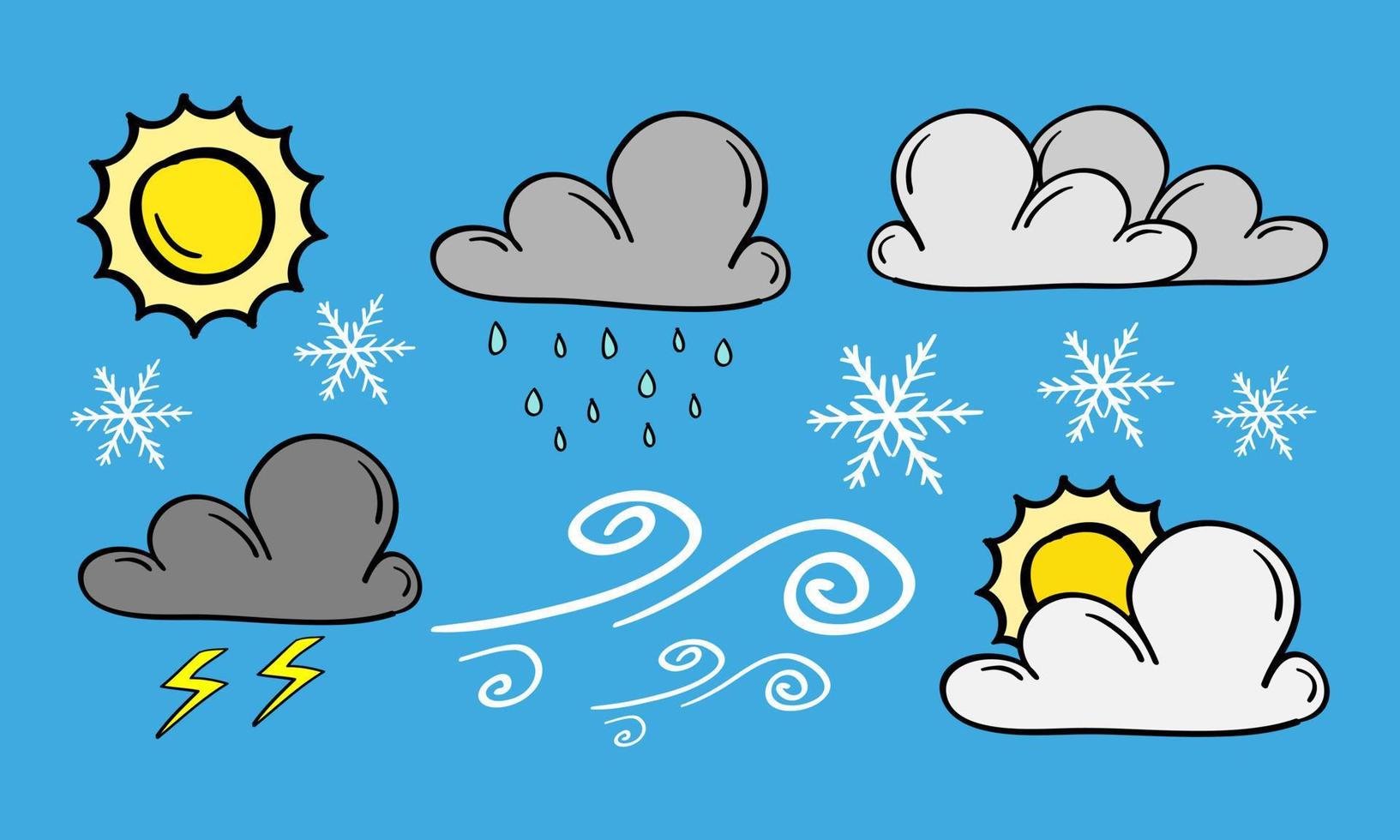 illustration météo dessinée à la main dans un style doodle vecteur