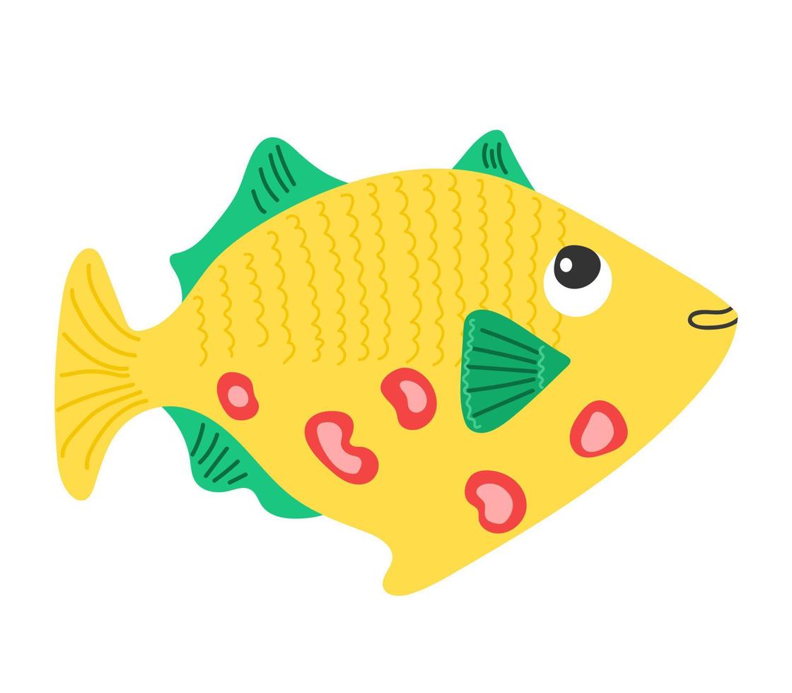 poisson de dessin animé mignon. illustration de poisson jaune vecteur