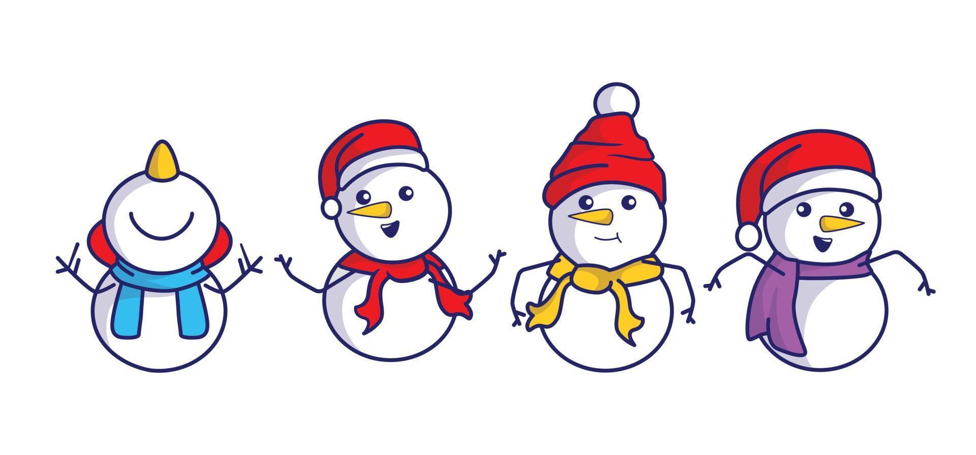ensemble de collection de bonhomme de neige de noël. conception de vecteur pour l'hiver et la carte de voeux de Noël.