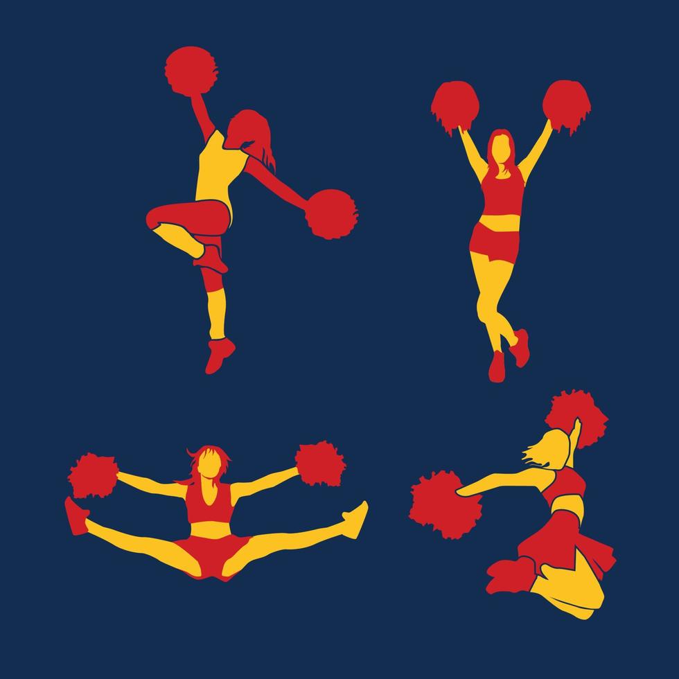 ensemble d'illustration de conception de logo de pom-pom girl vecteur