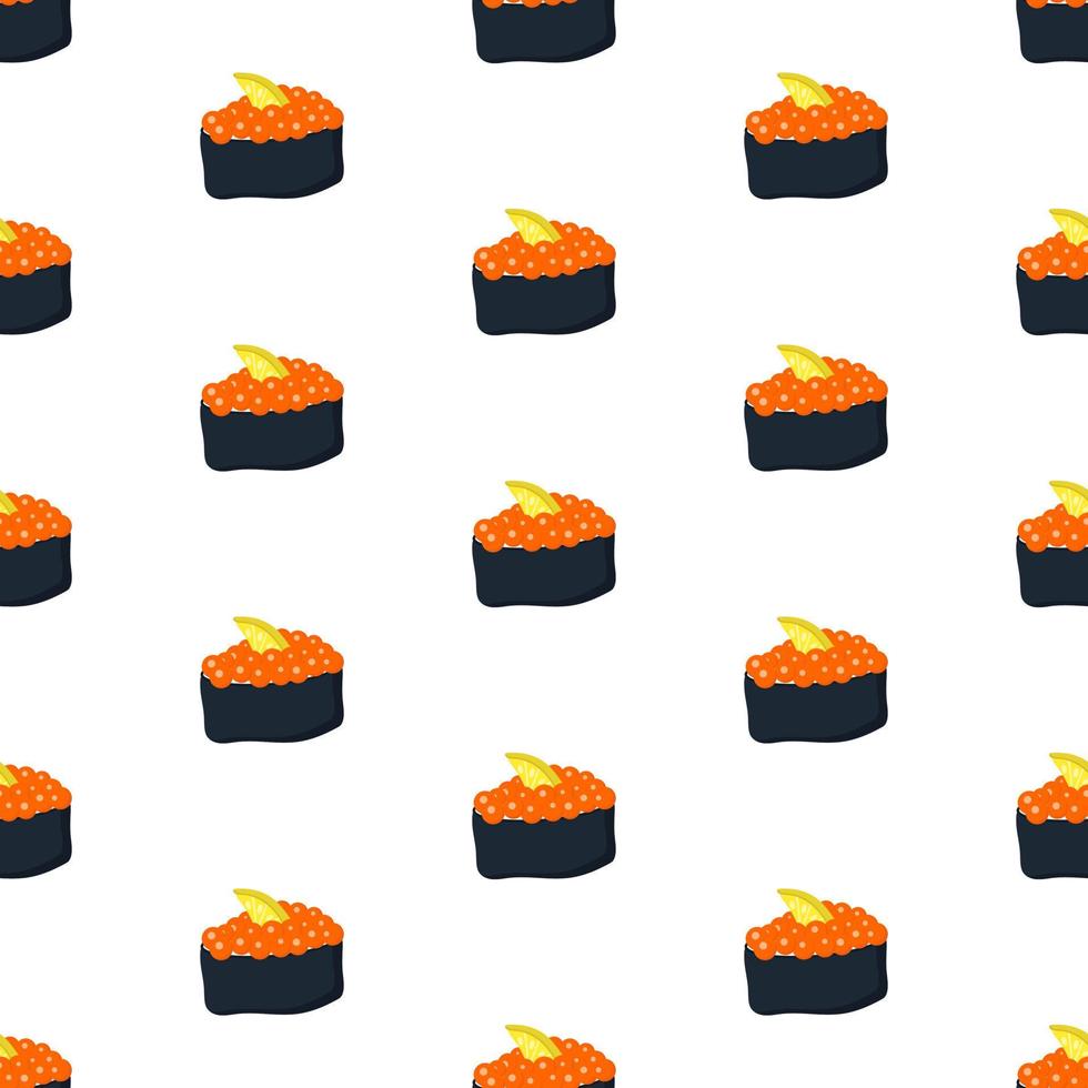 modèle sans couture avec sushi au caviar rouge. illustration vectorielle vecteur