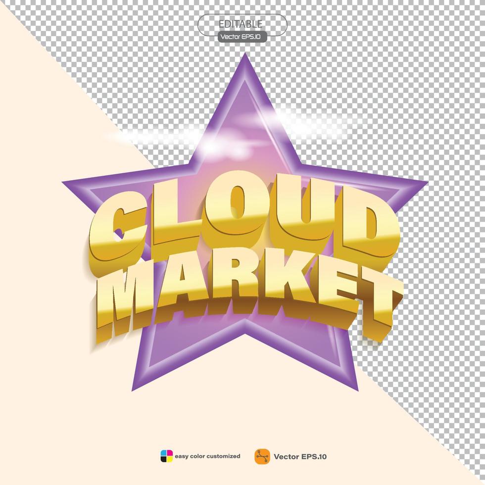 étiquette de marché cloud avec illustration vectorielle strar vecteur