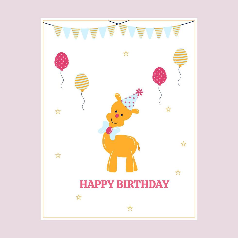 carte de joyeux anniversaire avec girafe. vecteur