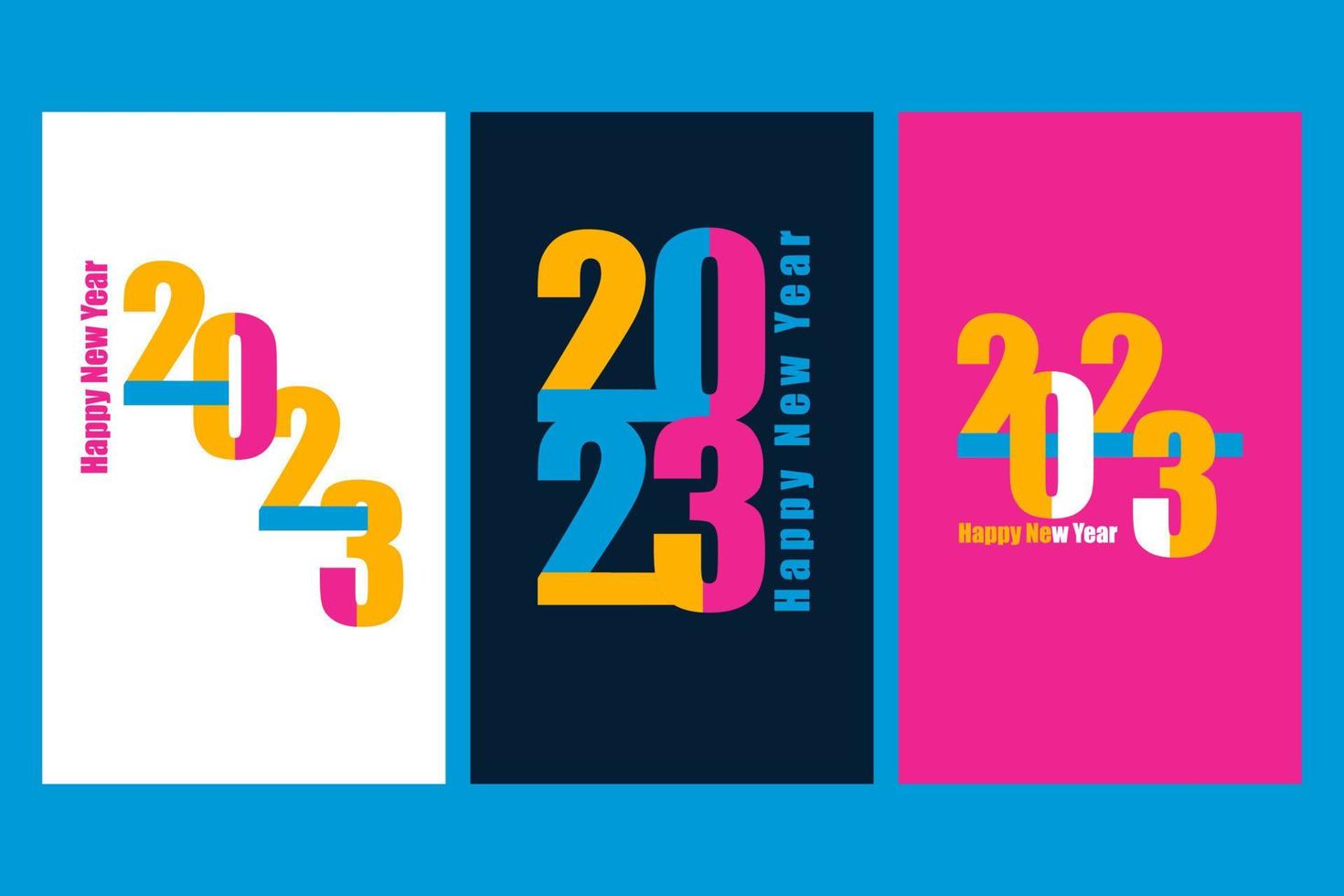 2023 ensemble d'affiches lumineuses pour le nouvel an. conception de typographie abstraite vecteur