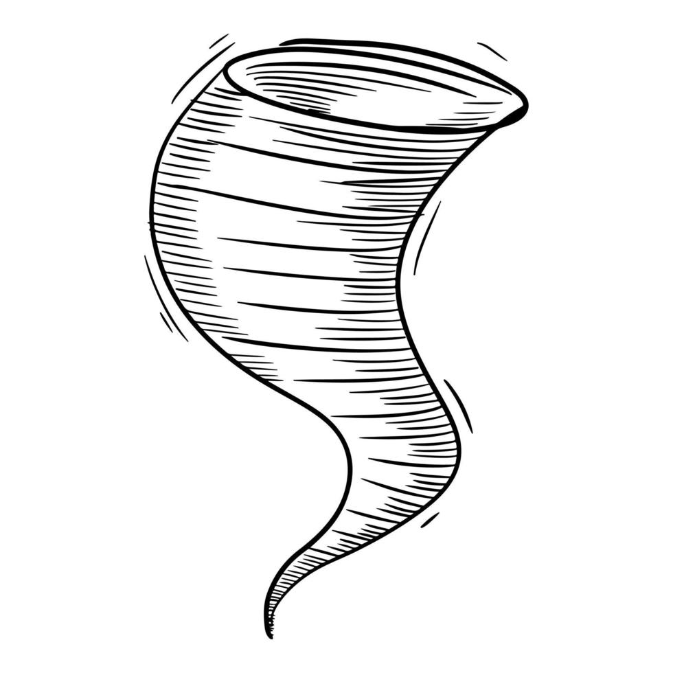 style de croquis de doodle d'illustration dessinée à la main de dessin animé de tornade pour la conception de concept. vecteur