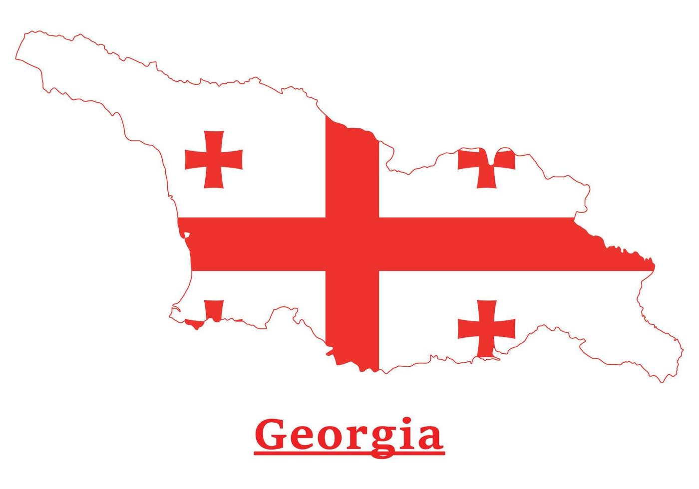 conception de la carte du drapeau national de la géorgie, illustration du drapeau du pays de la géorgie à l'intérieur de la carte vecteur