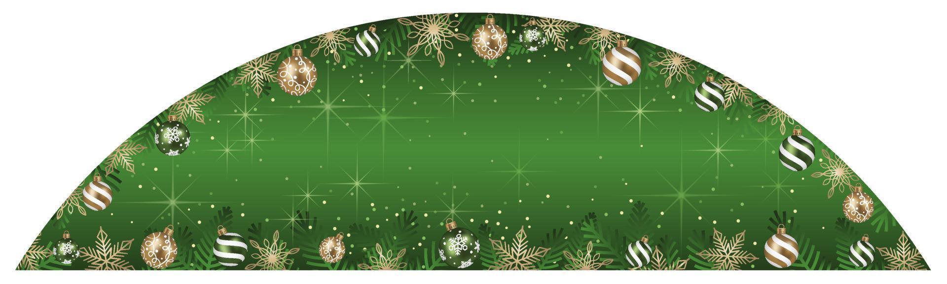 illustration abstraite de cadre d'arc de vecteur avec des boules de Noël et un fond vert lumineux d'isolement sur un fond blanc.