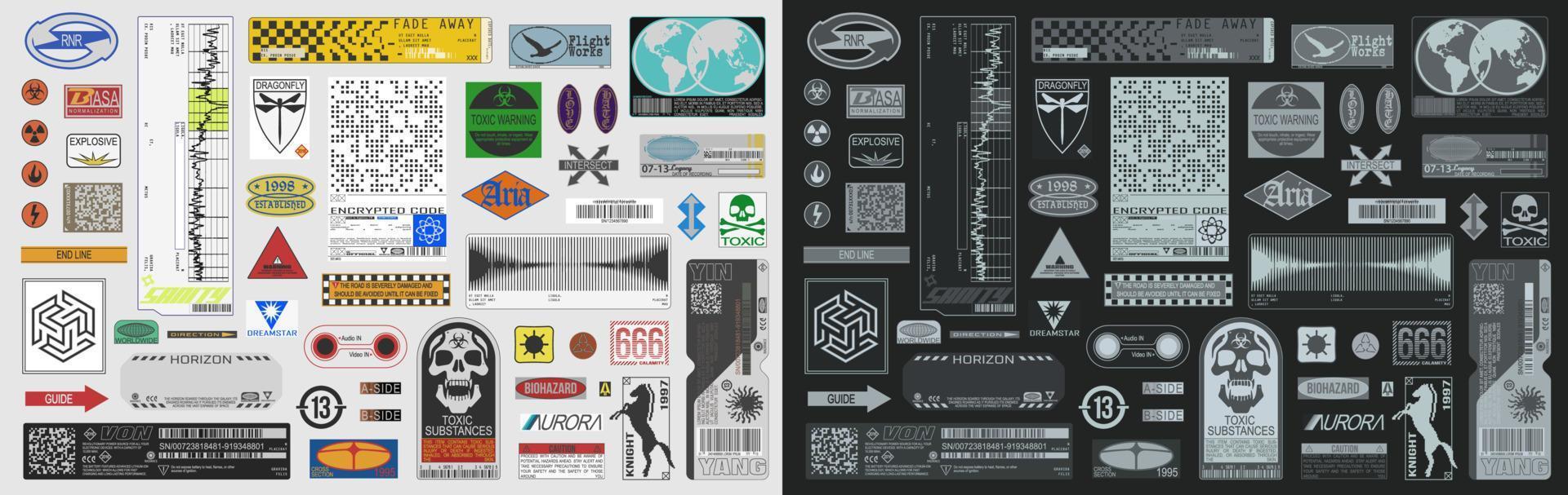 étiquette industrielle, étiquette, panneau d'avertissement, collection de vecteurs de logo de style rétro vecteur