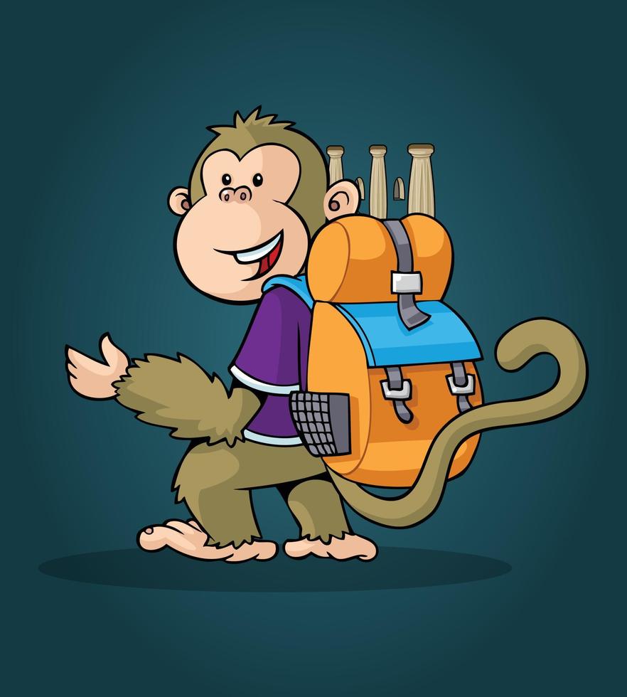 mignon singe dessin animé vecteur pro illustration