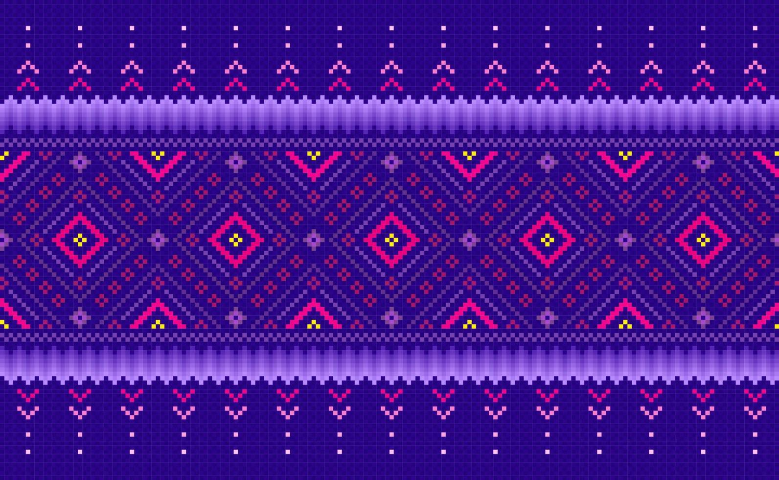 motif ethnique pixel, arrière-plan ornemental de broderie vectorielle, style tribal géométrique au point de croix vecteur