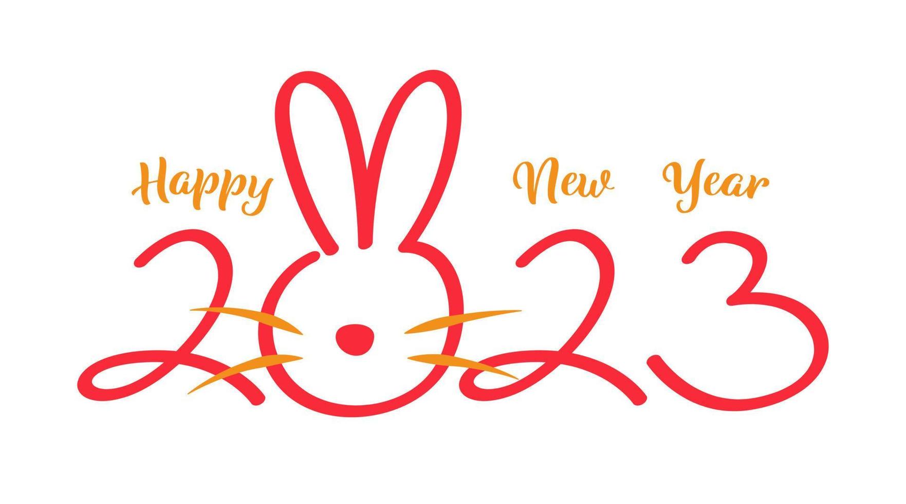 Logo de texte de typographie 2023 avec un concept de lapin bonne année vecteur