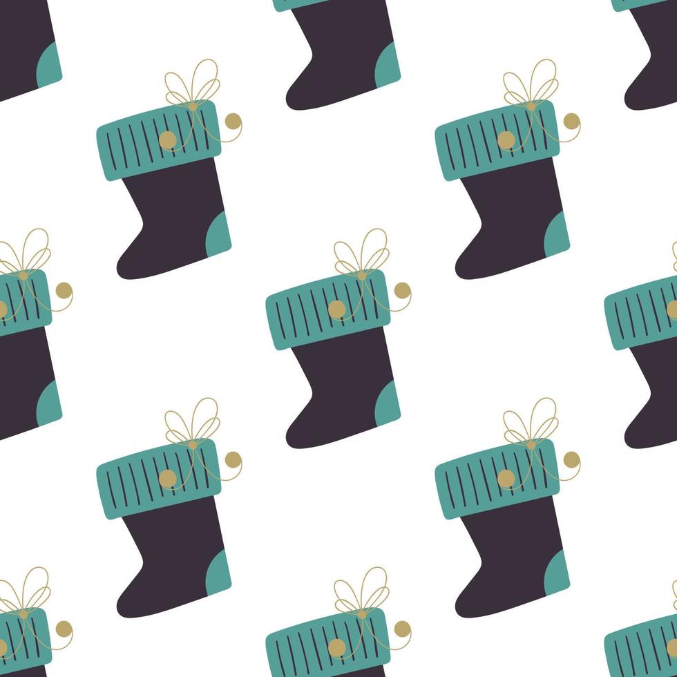 joyeux Noël. chaussettes cadeaux avec de jolis nœuds. modèle sans couture de festival d'hiver. vecteur