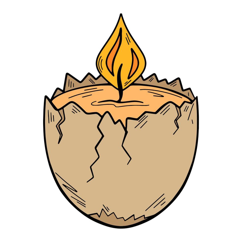 bougie en forme d'oeuf. bougie en cire coquille d'oeuf. bougie pour les rituels mystiques. illustration vectorielle. vecteur