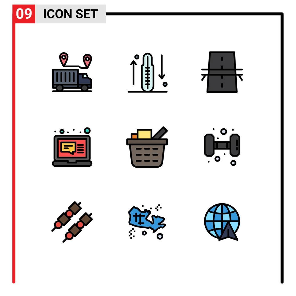 ensemble de 9 symboles d'icônes d'interface utilisateur modernes signes pour ordinateur portable e-mail santé autoroute éléments de conception vectoriels modifiables créatifs vecteur