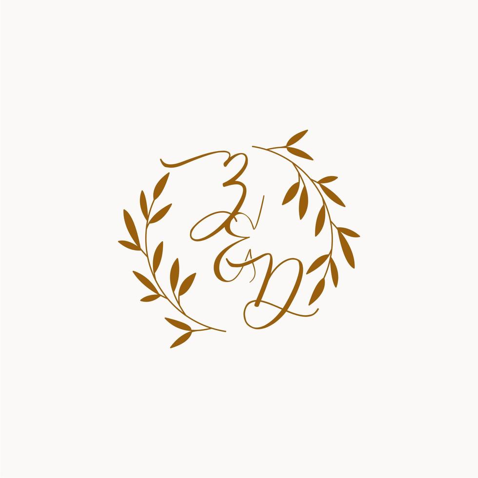 logo monogramme de mariage initial zd vecteur