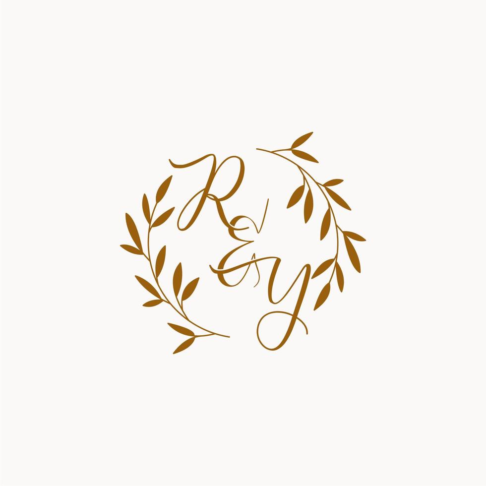 logo monogramme de mariage initial ry vecteur