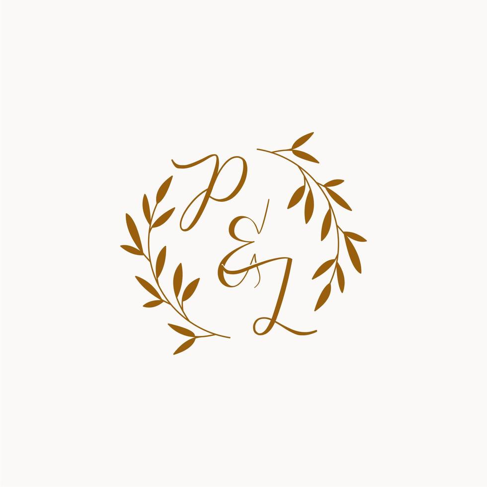 pl logo monogramme de mariage initial vecteur